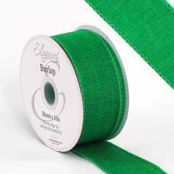 Eleganza Wired Edge Burlap 38mm x 10m Green No.50 - Ribbons